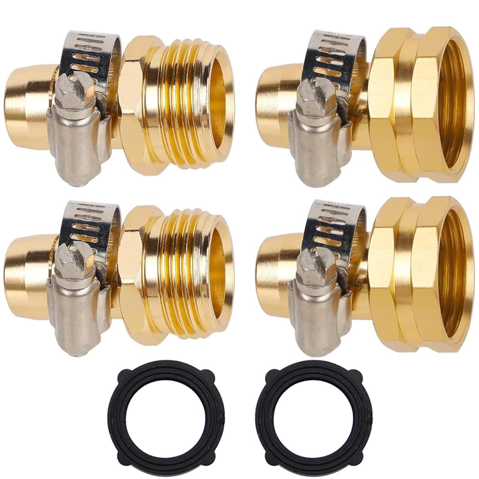Biswing female hose repair connector with clamps for quick garden hose repairs.