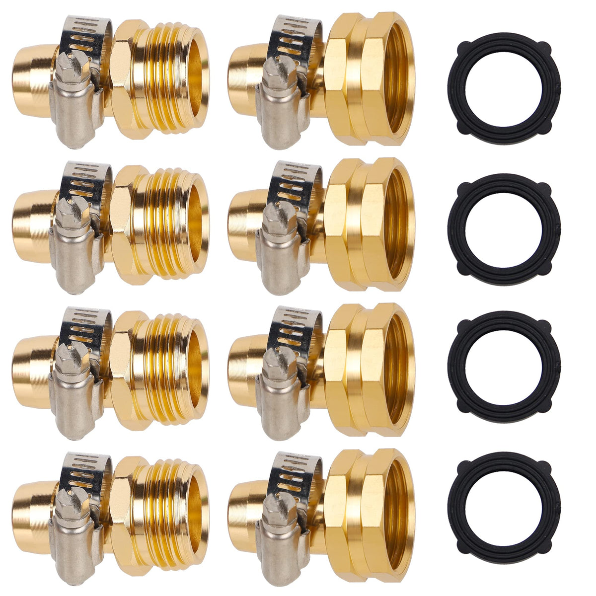 Biswing garden hose repair connector female with clamps for quick, secure repairs