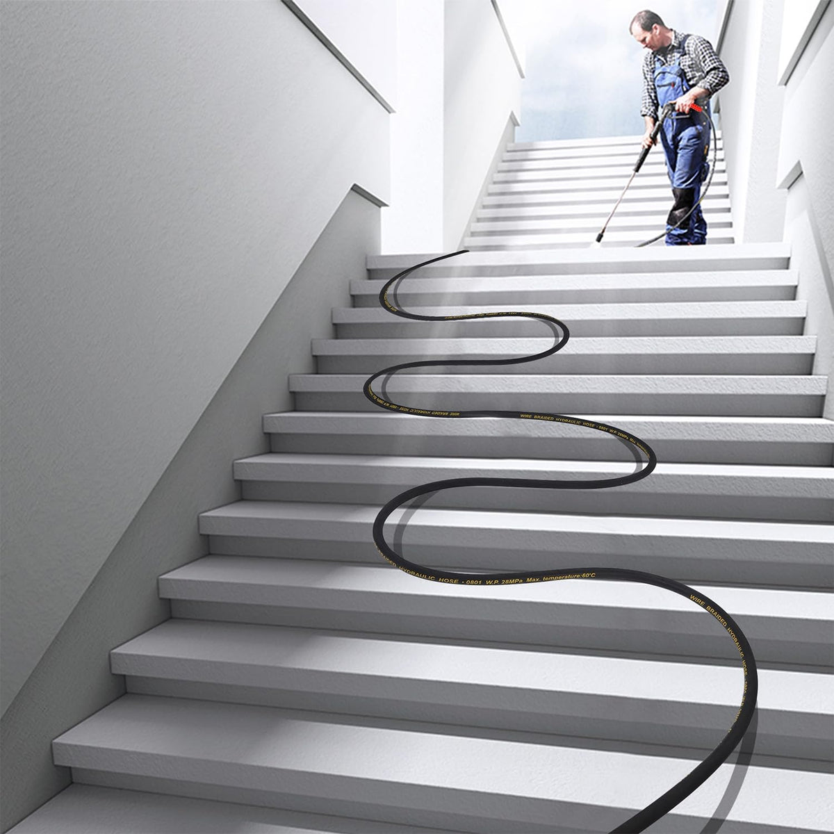 Biswing kink resistant hose maintains water flow during cleaning