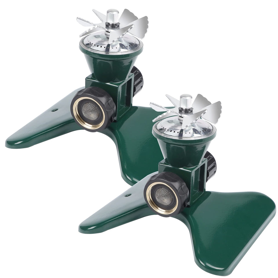 Biswing lawn sprinkler 2-pack maintains even coverage across lawns for efficient outdoor watering.
