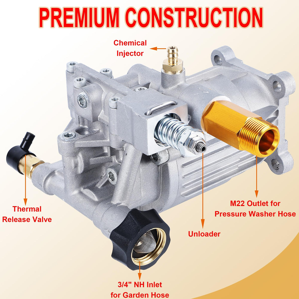 Biswing pump inlet hose connection shows easy garden hose attachment for quick setup.