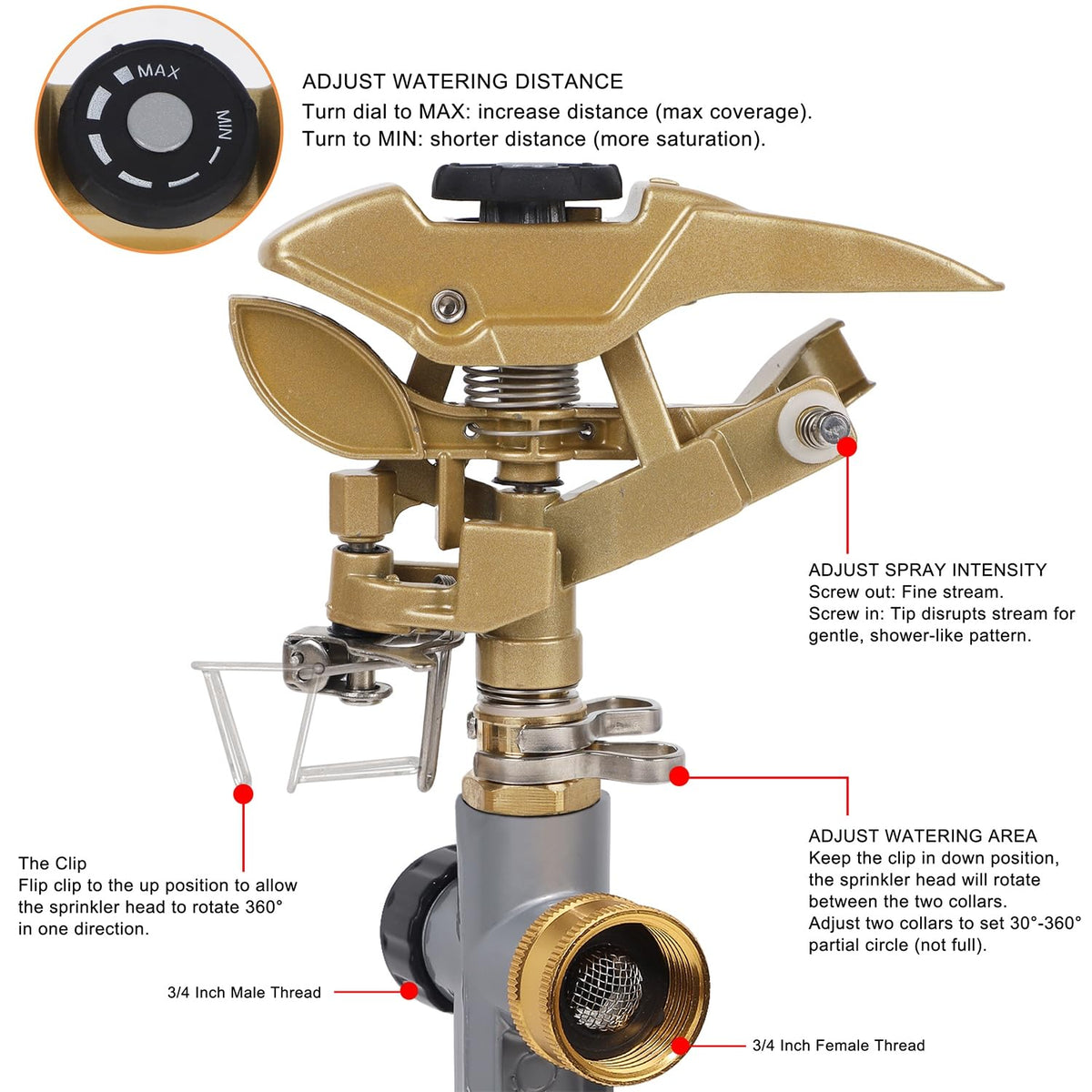 Biswing top dial close up shows precise spray distance control