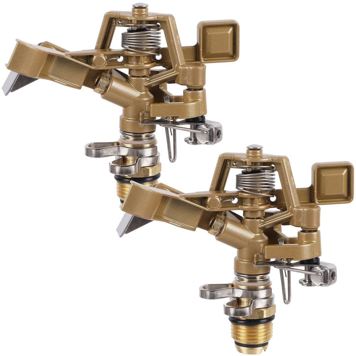 Biswing zinc alloy impact sprinkler head, 2-pack, for reliable lawn irrigation coverage.