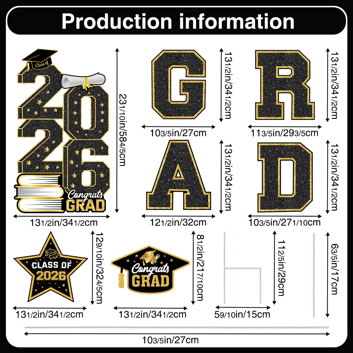 Biswiter graduation grad letters piece highlights class year for photo-worthy yard displays.
