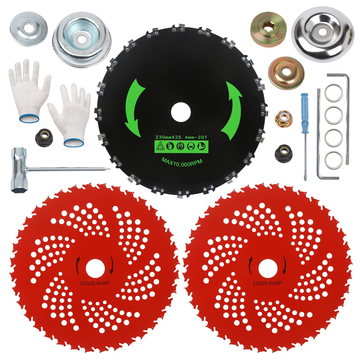Biteyued 9x36t carbide tipped brush cutter blade close-up for efficient brush clearing.