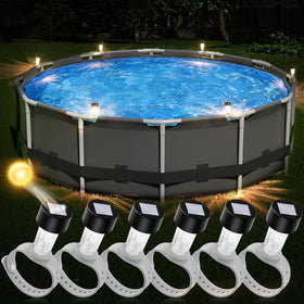 BITIWEND solar pool light on a pool edge pole illuminating the perimeter.
