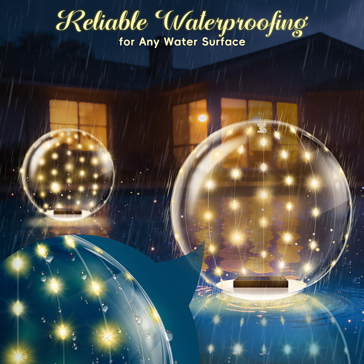 BITIWEND waterproof UV-resistant orb lights withstand rain and splashes.