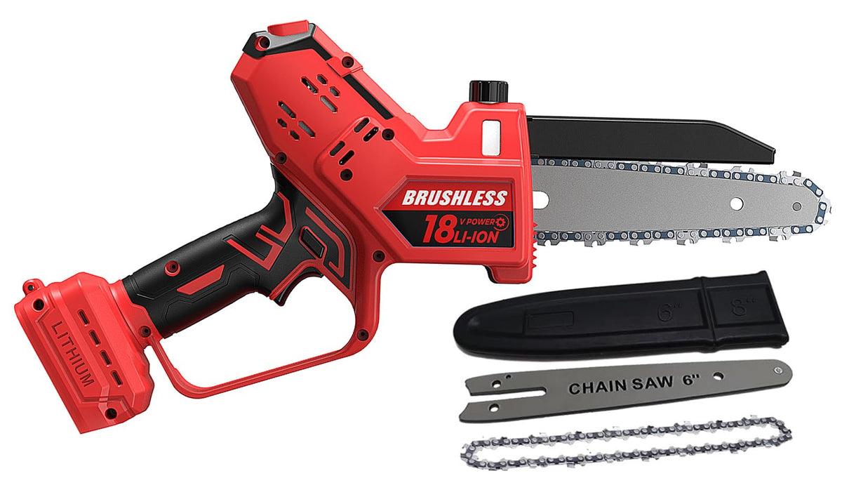 BITOON mini chainsaw with Milwaukee M18 compatibility for compact pruning tasks.