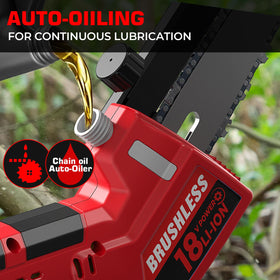 Tool-free chain tensioner allows fast maintenance and quick adjustments.