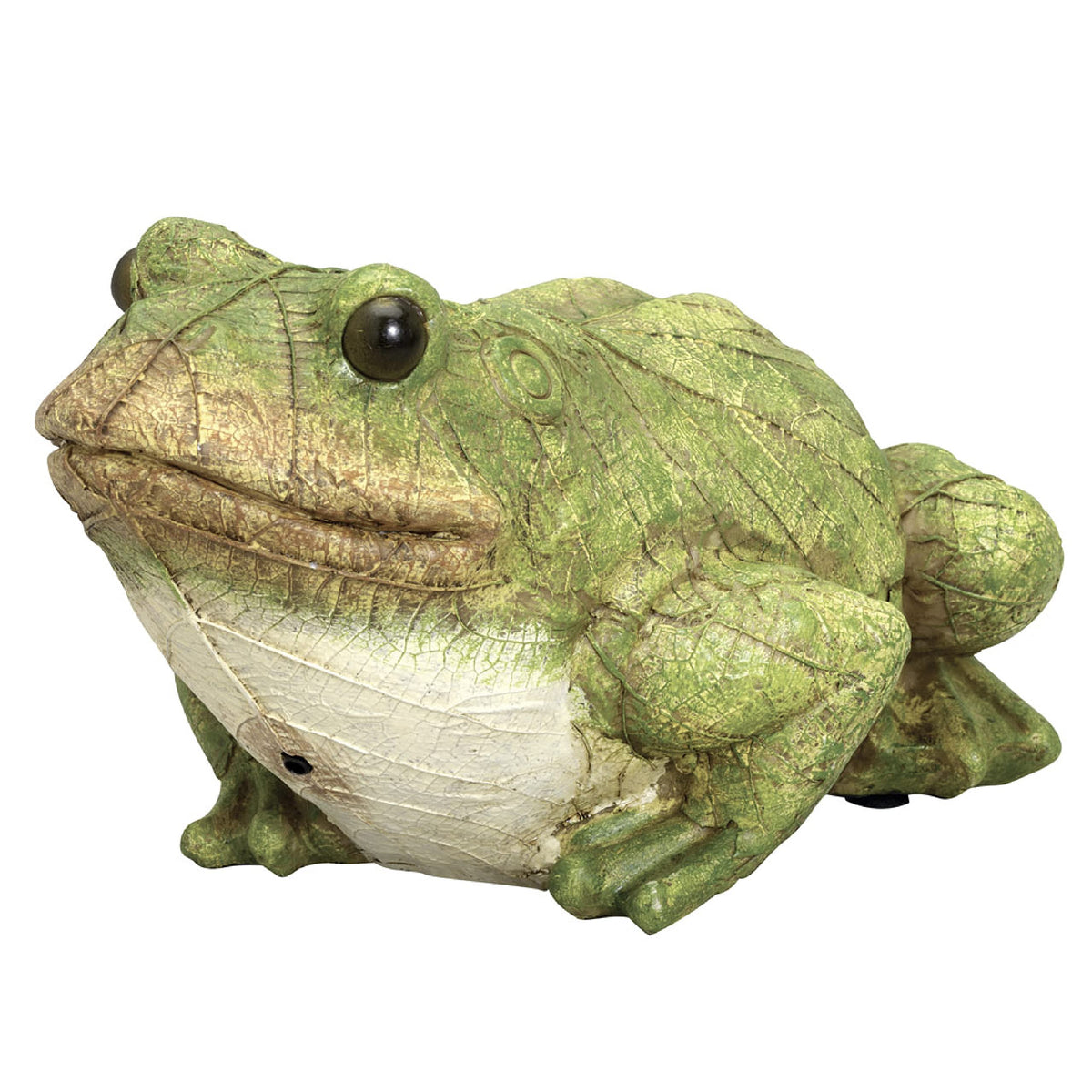 Bits and Pieces frog motion sensor statue activates on motion to deter pests.