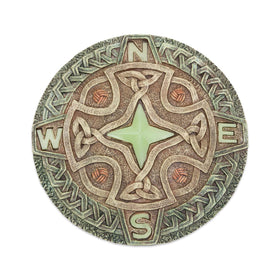 Bits and Pieces glow-in-the-dark Celtic compass stone lights up the garden at night.