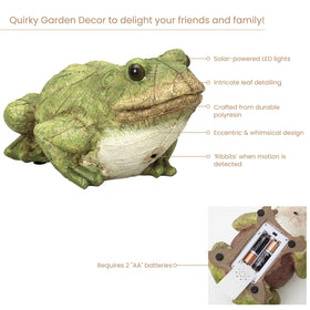 Bits and Pieces hand-painted frog statue adds color to garden display.