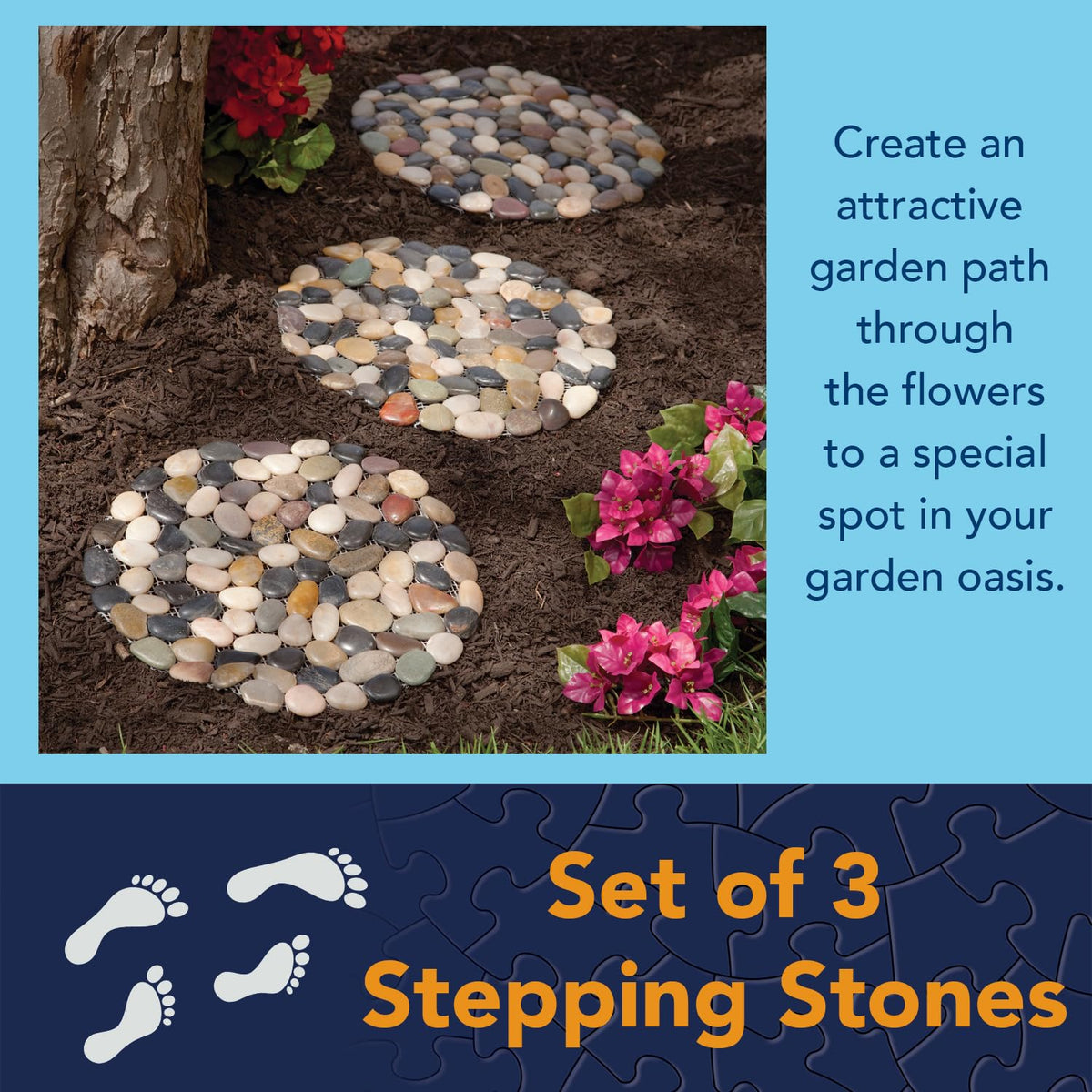 Bits and Pieces river rock stones set of three for a stable garden pathway