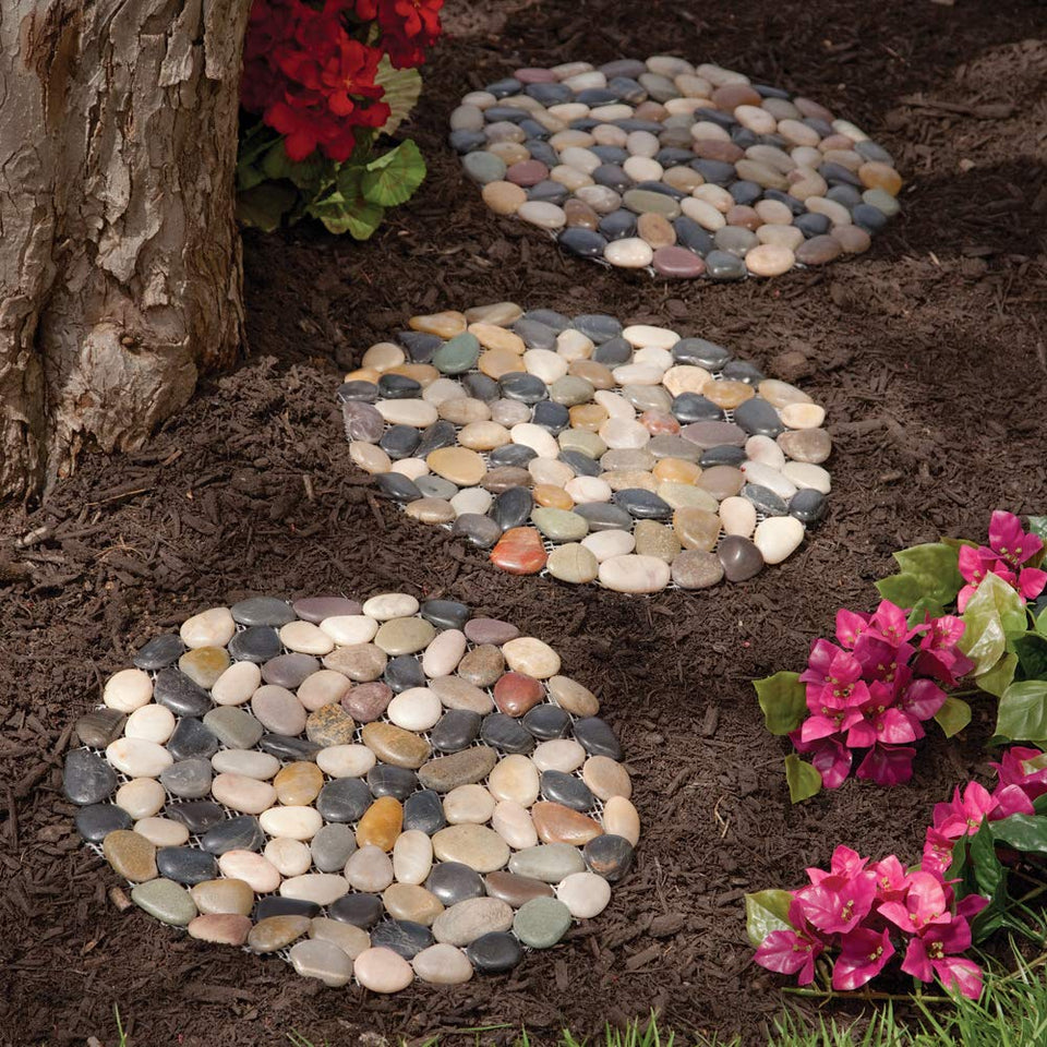 Bits and Pieces outdoor stepping stones 12-inch set creates durable garden paths