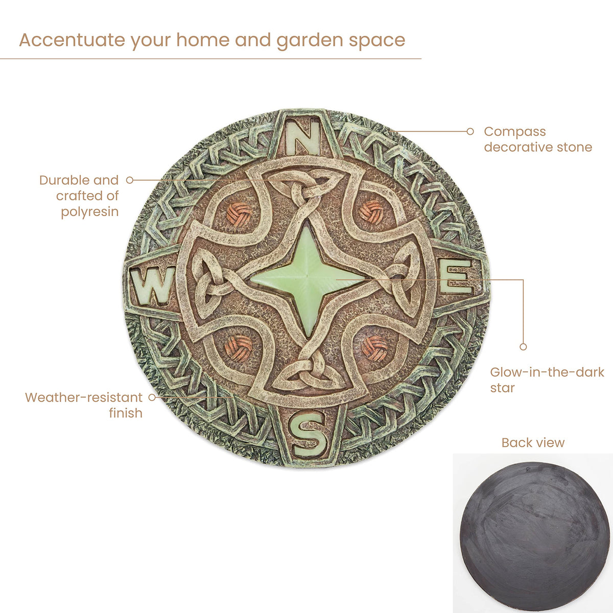 Bits and Pieces sun-charged garden stone creates magical accents after dark.