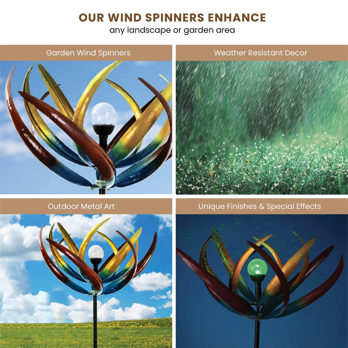 Bits and Pieces Tulip Wind Spinner stands 74 inches tall on a ground stake