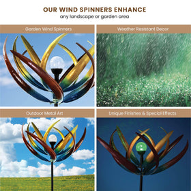 Bits and Pieces Tulip Wind Spinner stands 74 inches tall on a ground stake
