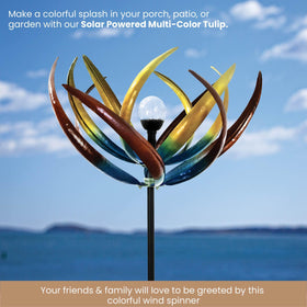 Bits and Pieces tulip kinetic sculpture catches sunlight for daytime color and motion