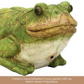 Bits and Pieces weather-resistant statue enhances outdoor spaces with playful charm.