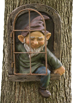 Bits and Pieces weatherproof garden sculpture elf designed for outdoor use