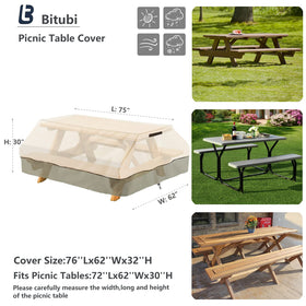 Bitubi heavy-duty 600D canvas waterproof cover shields from rain.