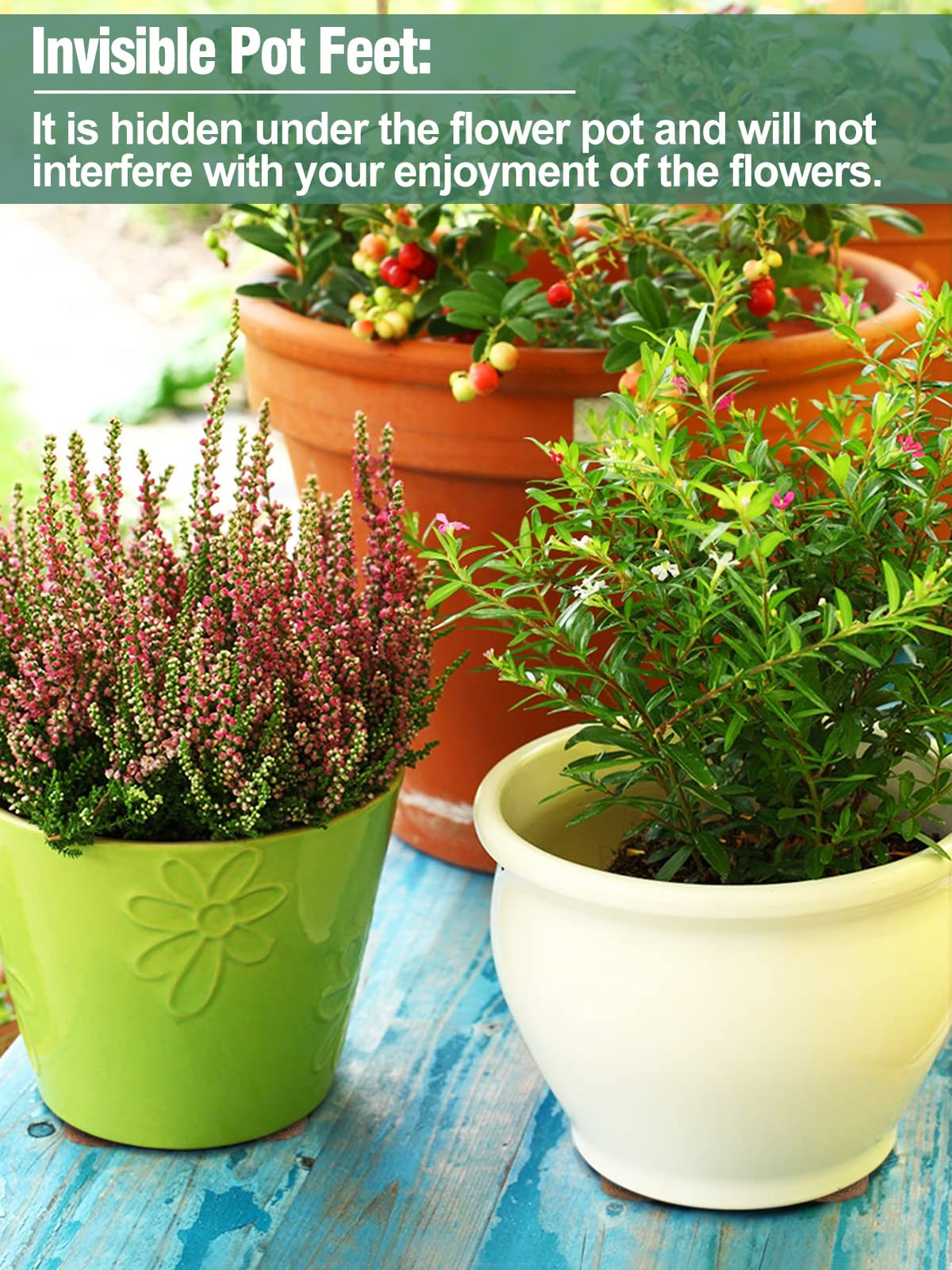 Biubee anti-slip cork feet keep planters stable on wet surfaces