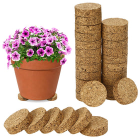 Biubee cork pot feet lift planters about 0.6 inches for better drainage and airflow.