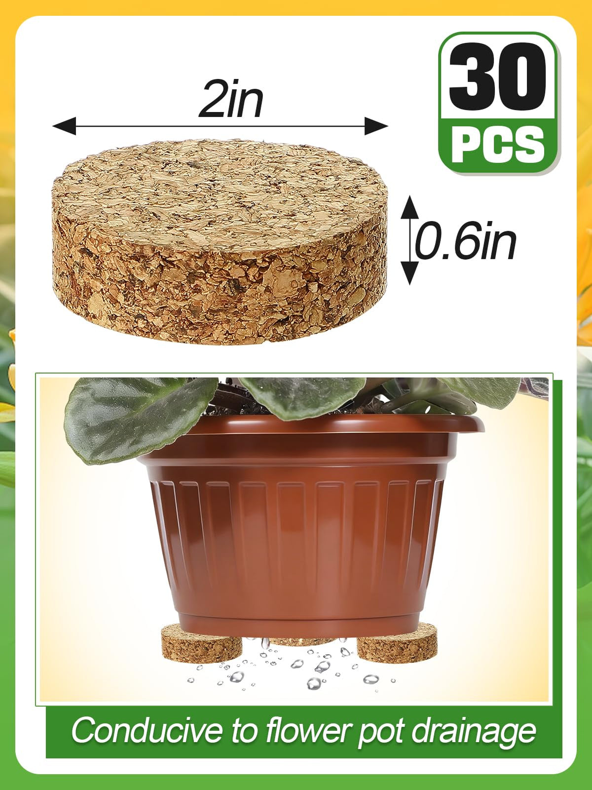 Biubee non-slip cork surface helps keep pots stable on floors and damp surfaces.
