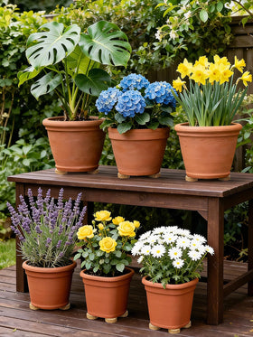 Biubee outdoor planter setup uses cork feet to aid drainage and stability.