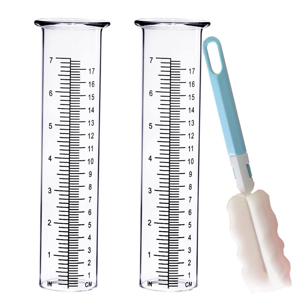 BIUWING 7-inch glass rain gauge tube for accurate yard readings.