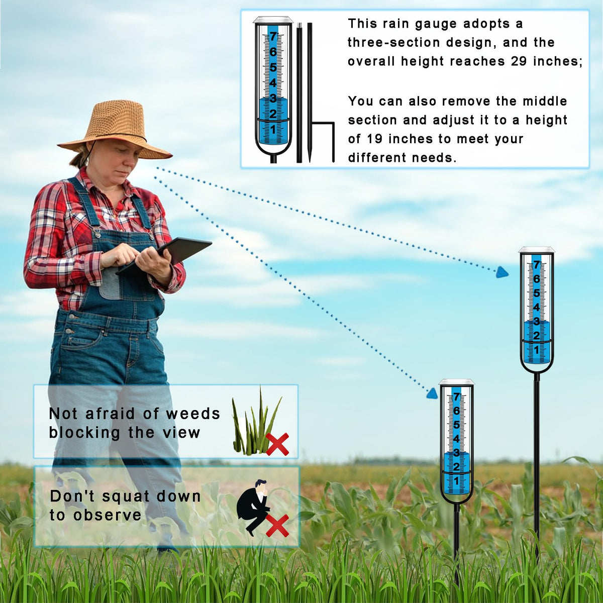 BIUWING rain gauge large font scale improves readability from distance.