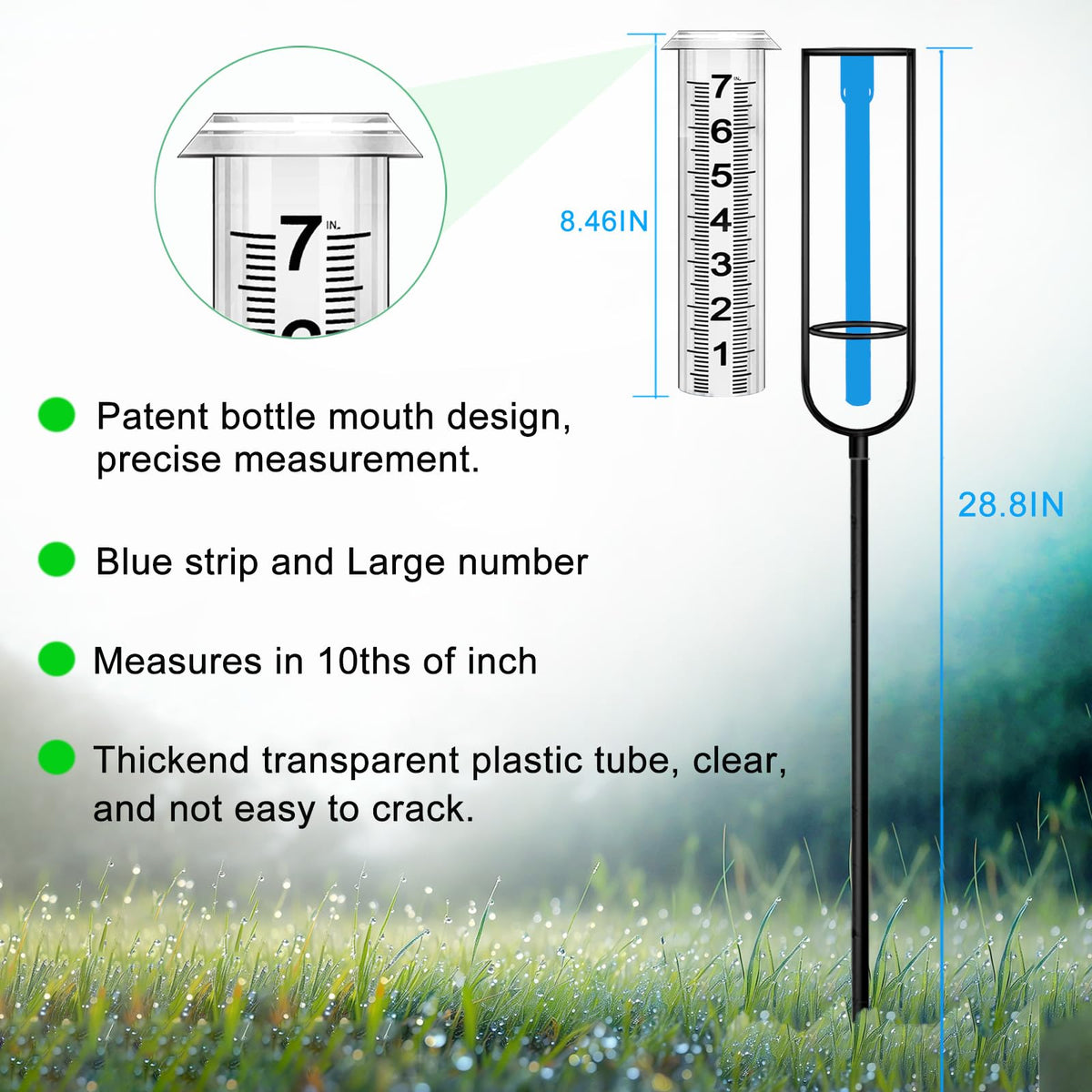 BIUWING rain gauge durable materials for long outdoor life.