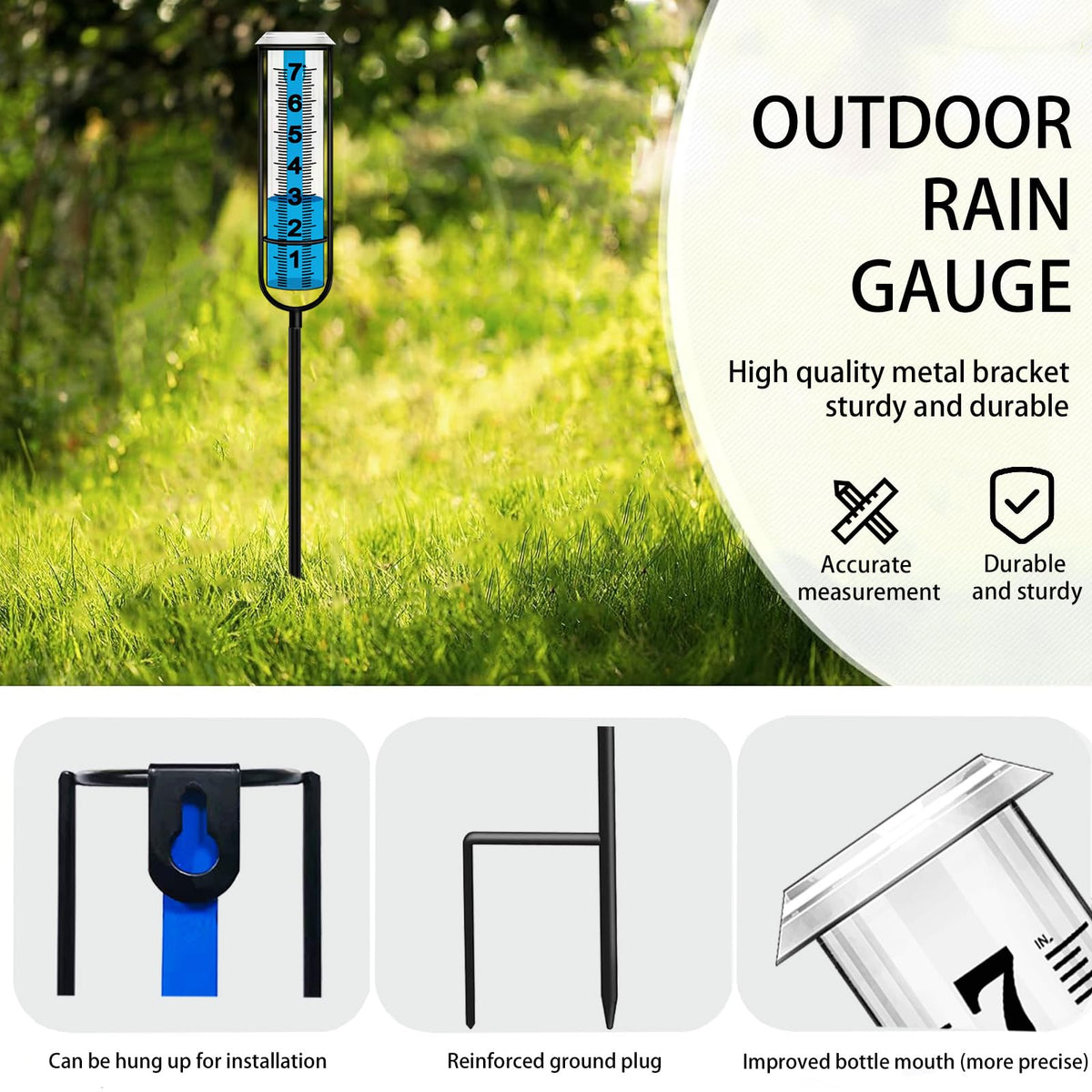 BIUWING rain gauge easy installation with three-piece frame.