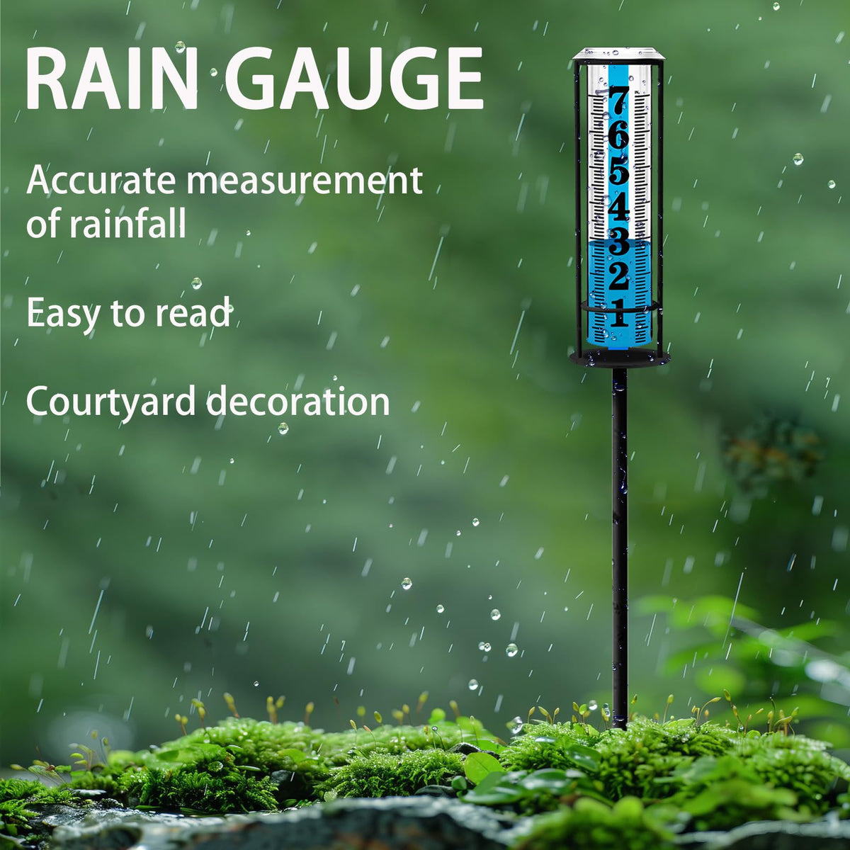 BIUWING rain gauge hangs on a fence using back hook