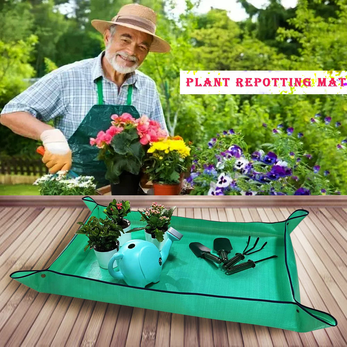 BIUWING waterproof foldable potting tray ideal for indoor and outdoor gardening