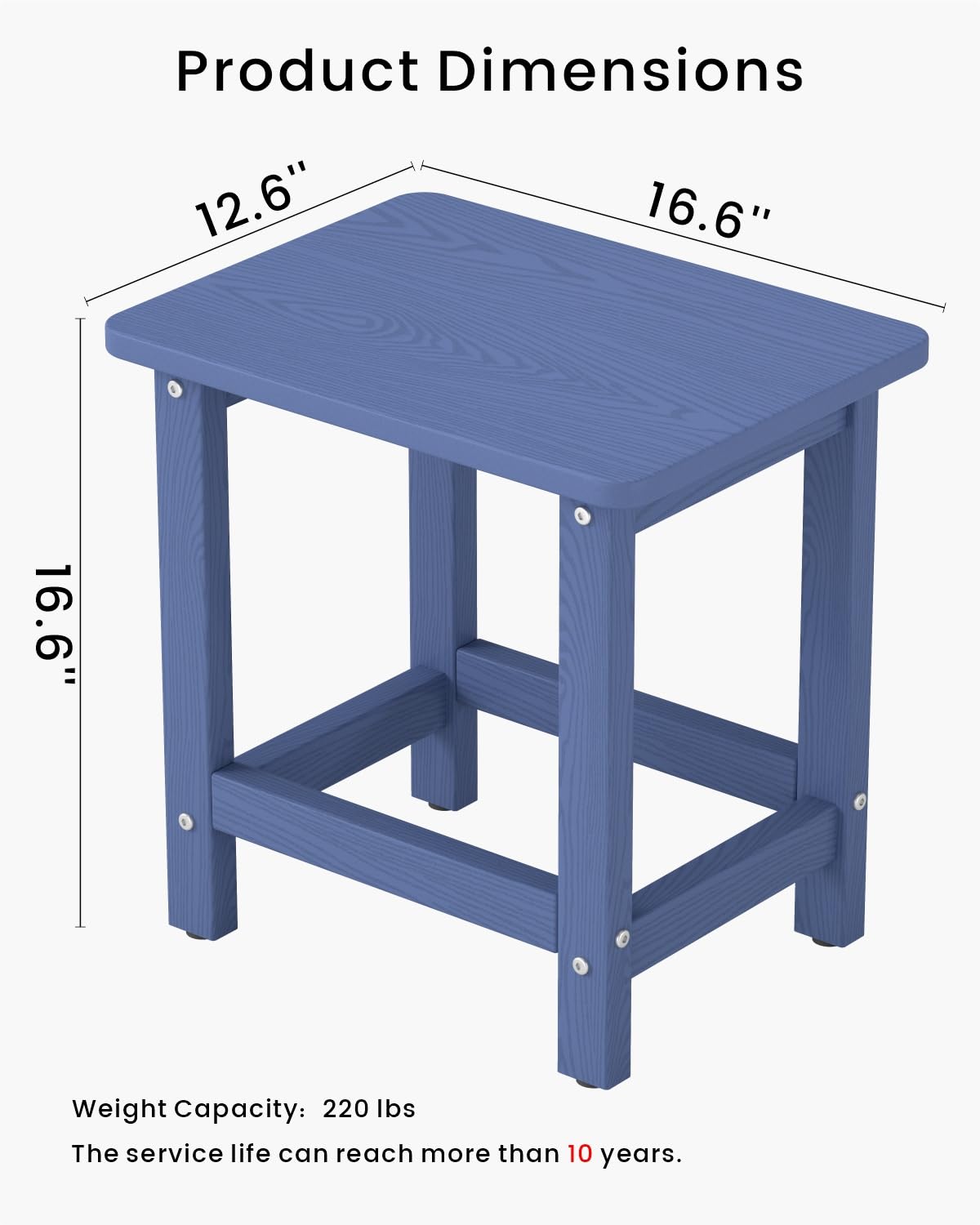 BIVODA outdoor end table with adjustable feet pads stabilizing on uneven ground