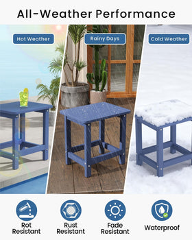 BIVODA fade-resistant navy finish on the HDPE surface resists sun and weather