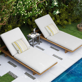 BIVODA outdoor end table paired with Adirondack chairs in grey