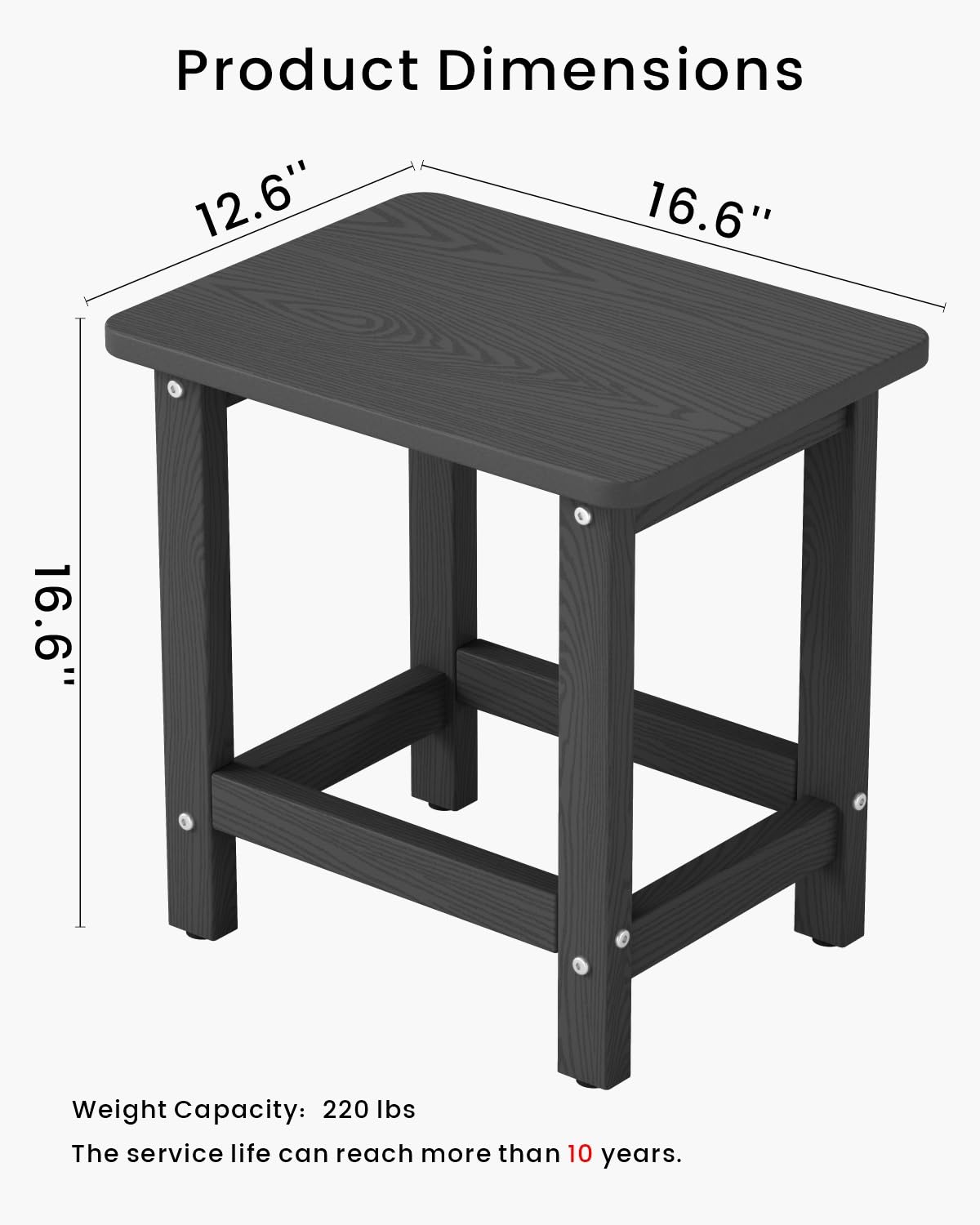 BIVODA weatherproof outdoor side table color-integrated HDPE for fade-resistant outdoor use.