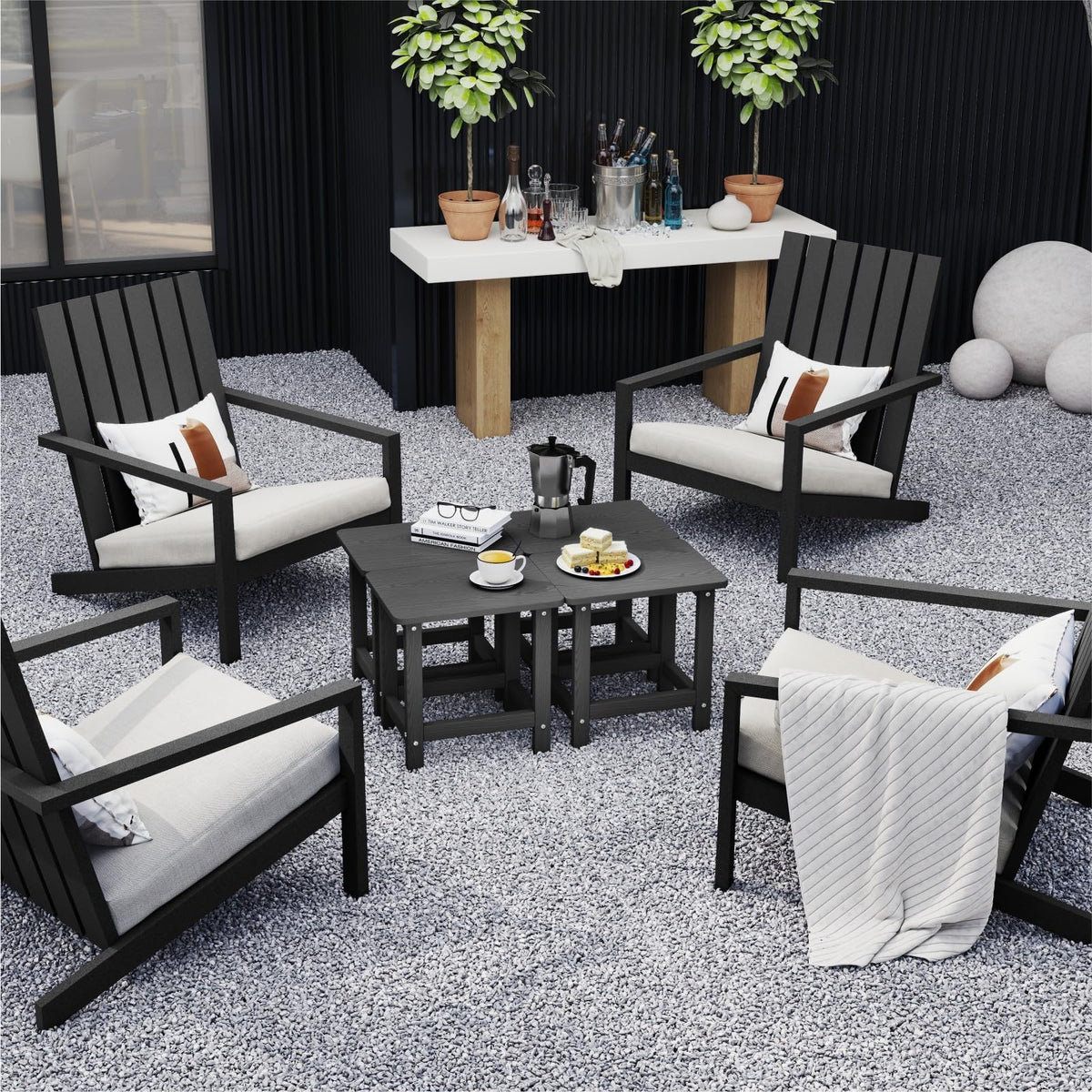 BIVODA weatherproof outdoor side table compact 16.6-inch size for small patios.