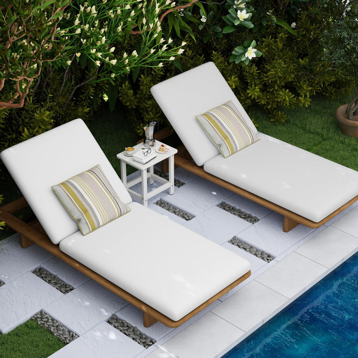 BIVODA Weatherproof side table easy assembly hint with four steps.