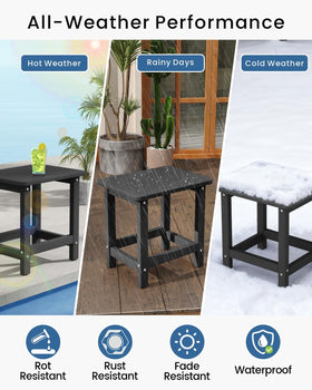 BIVODA weatherproof outdoor side table easy assembly in five minutes.