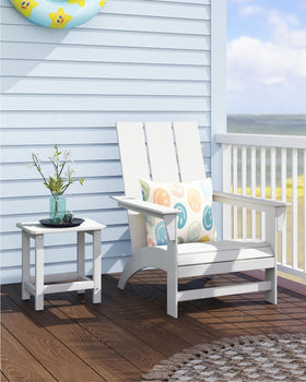 BIVODA Weatherproof side table side angle demonstrates compact outdoor design.