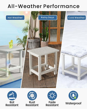 BIVODA Weatherproof side table close-up shows textured grain and fade resistance.