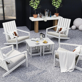 BIVODA Weatherproof white side table under sun with fade-resistant color.