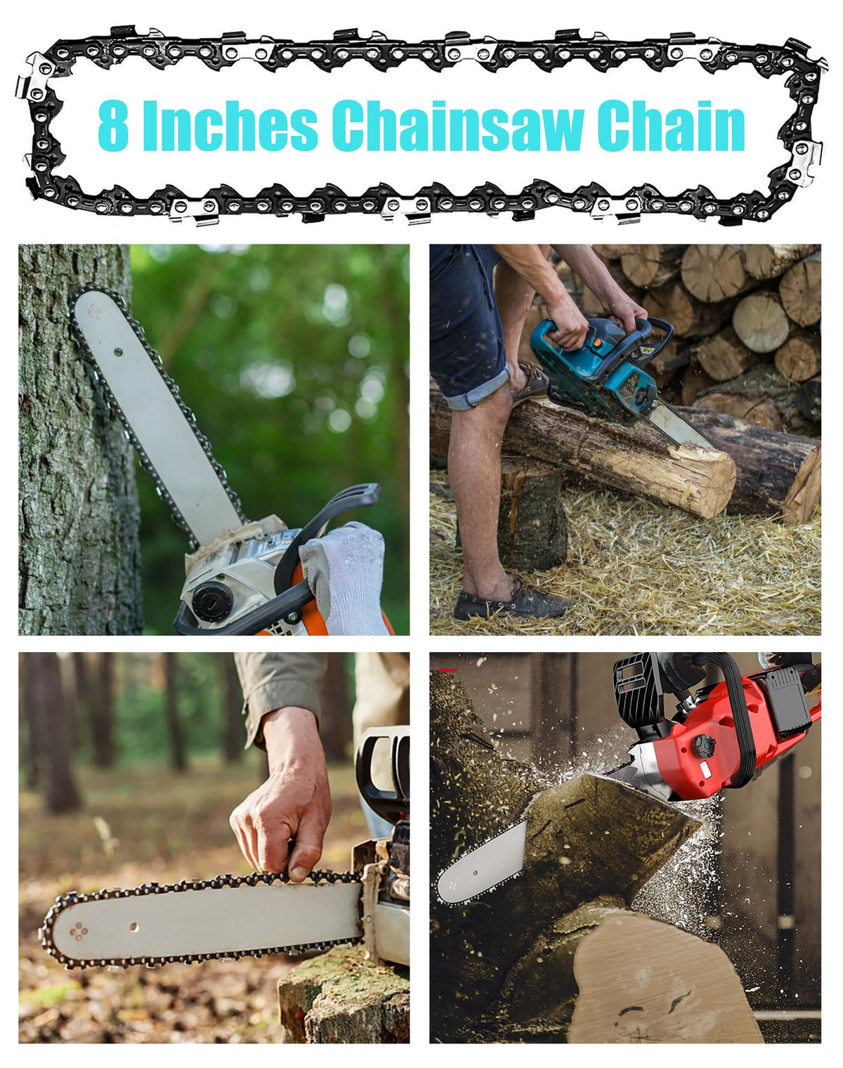 Bizhala semi-chisel chain close-up highlights chrome outer layer