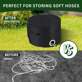 BJJZHH black outdoor scene shows stylish patio hose storage.