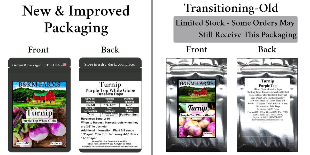 B&KM Farms Survival Seed Vault 50 varieties pack showing diverse heirloom seeds.