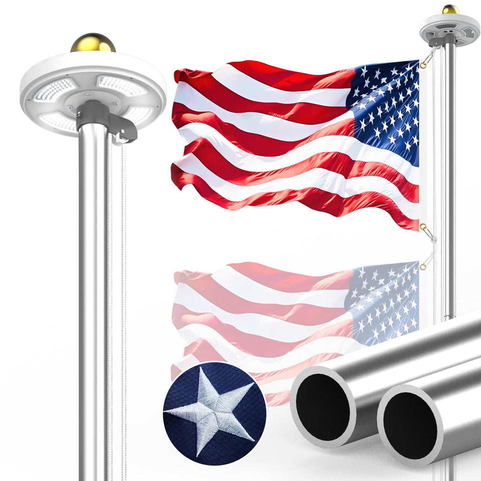 Bknius 100MPH flagpole kit in silver for durable outdoor display