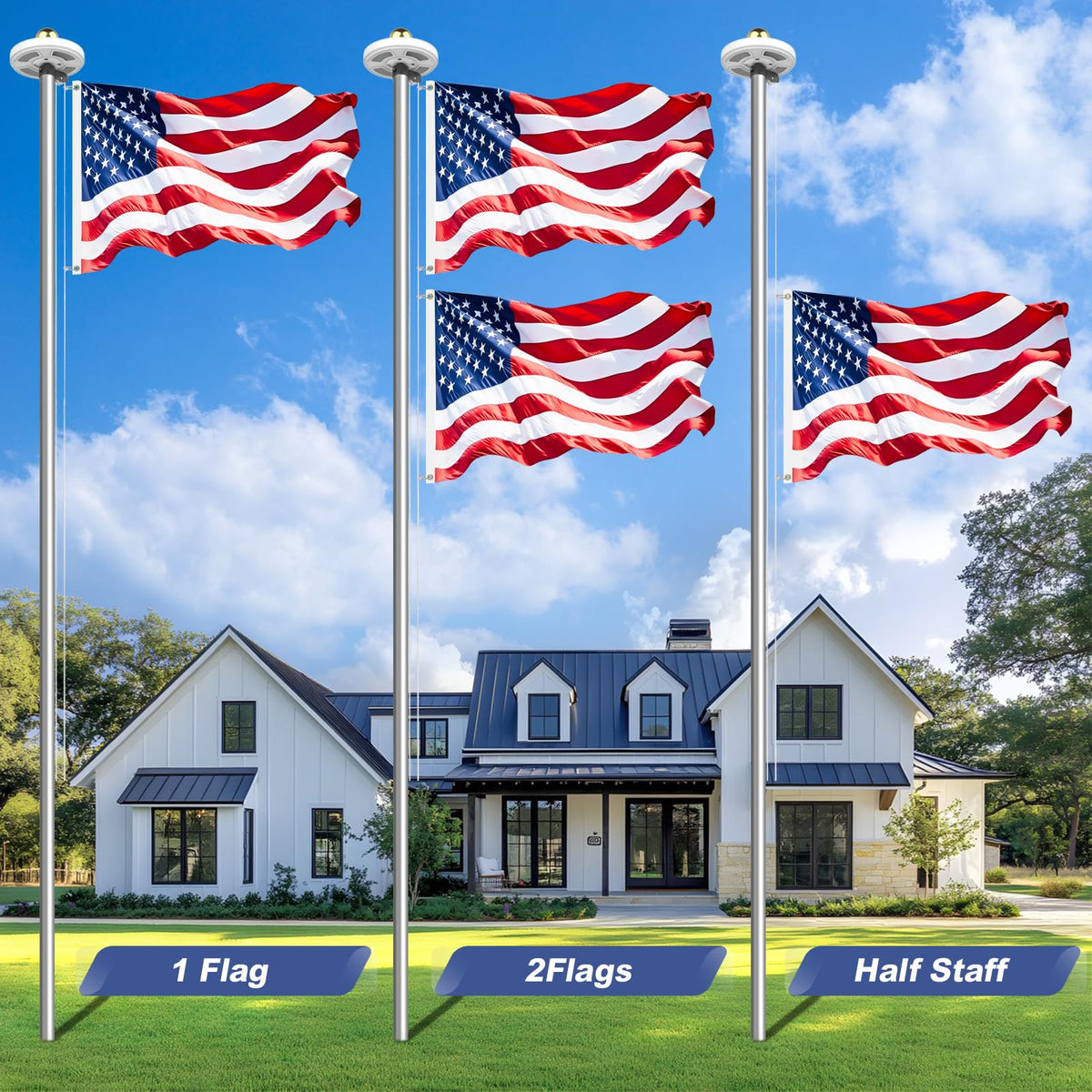 Bknius outdoor flagpole kit with quick, simple installation